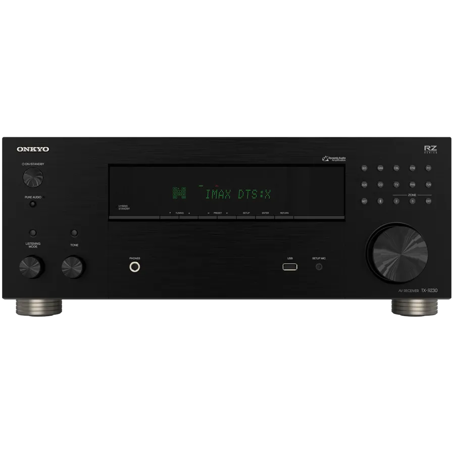 Onkyo TX-RZ30 9.2 -Channel AV Receiver, 170 W/Ch / 6ohms, Dirac Live, THX® Certified, DTS:X, 8K/4K Ultra HD, Works with Sonos, Black