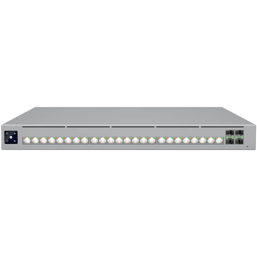 Ubiquiti network switch ECS-48S-PoE-EU Enterprise Campus 24S PoE Enterprise-grade 24-port, Layer 3 Etherlighting PoE+++ switch with Stacking support and high-capacity 10 GbE RJ45 and 25G SFP28 connections for high availability system design