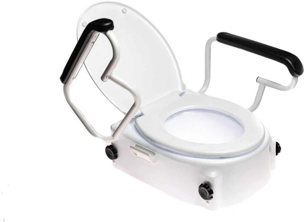 Toilet seat raiser with lid and armrests ANTAR AT51204