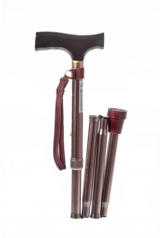 Telescopic height-adjustable folding cane RF-520 - Brown