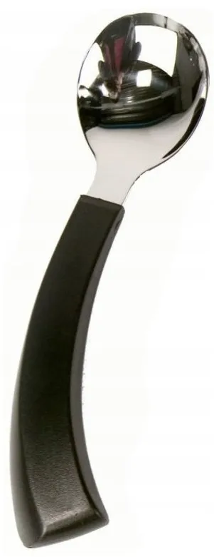 Curved spoon for left-handed person