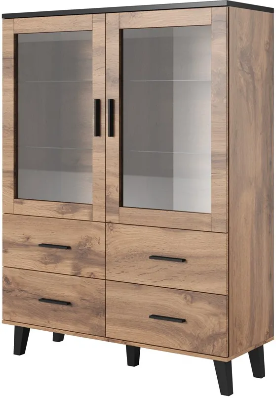 Cama display cabinet LOTTA 2D4D wotan oak + mat black