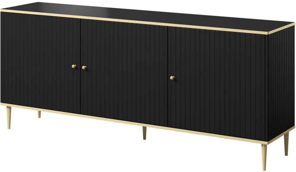 GLAMOUR chest 180x40x75.5 cm black matt + gold