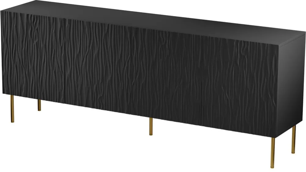JUNGLE chest of drawers 190x40.5x74.5 black matt + golden legs