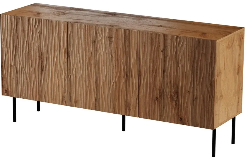 JUNGLE chest of drawers 152x40.5x74.5 oak wotan + black legs