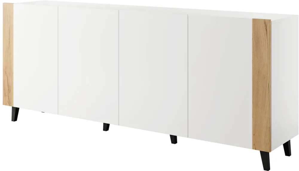 FARO chest of drawers 200x42x82 white matt + oak craft