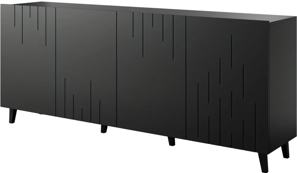 BARI chest of drawers 200x42x82 black matt
