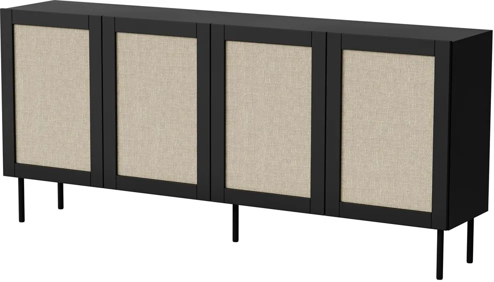 JUTA 4D chest of drawers 4D 200x39,5x90 black + linol calabria