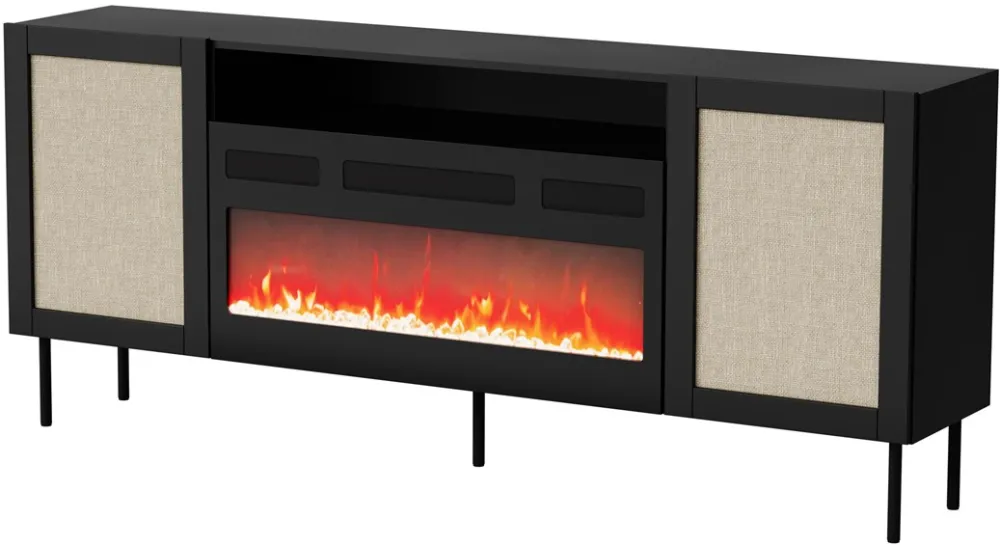 JUTA EF chest of drawers + electric fireplace 202x39.5x85 black + linol calabria