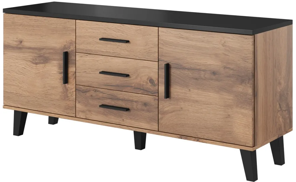 Cama sideboard LOTTA 150 2D3S wotan oak + mat black