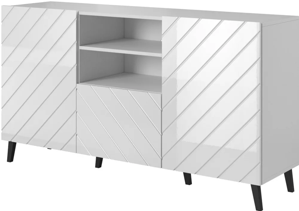 ABETO chest of drawers 150x42x82 white glossy