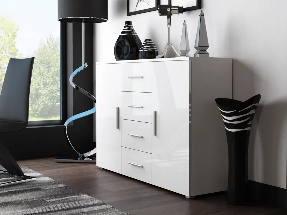 Cama living room sideboard UNI WHITE white/white gloss