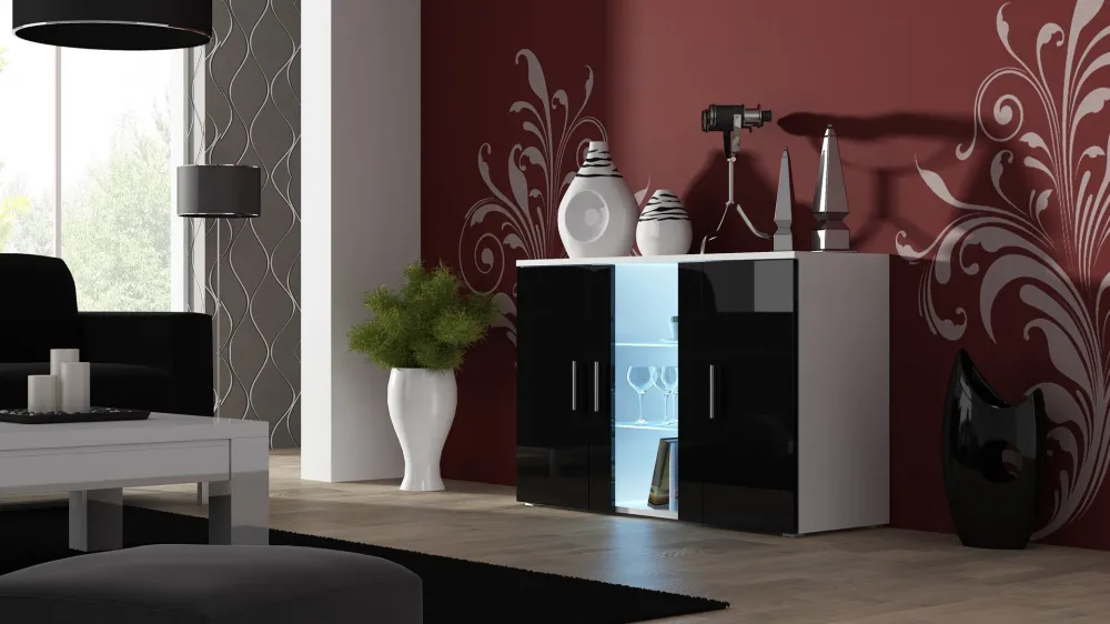 Cama sideboard 120 cm SOHO S7 white/black gloss