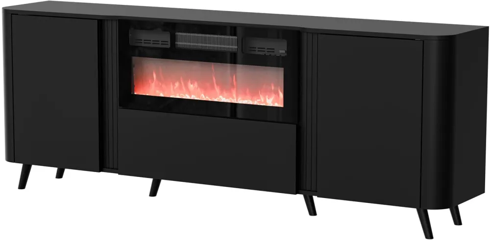 Cama Volare chest of drawers 200 x 39 x 75 cm black + fireplace