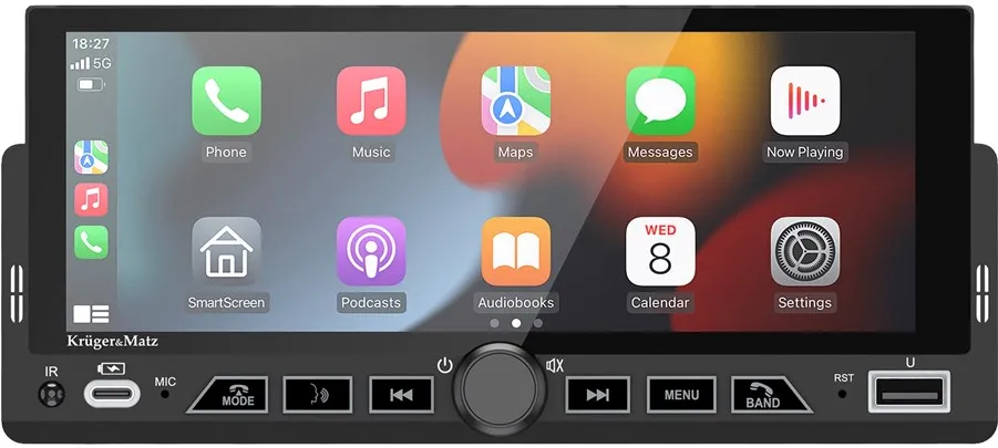 Kruger&Matz KM2017 1DIN CarPlay/AndroidAuto car radio
