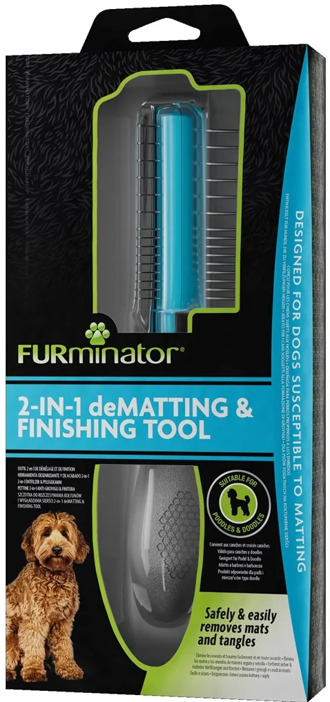 Instrument 2 in 1 FURminator pentru indepartarea nodurilor si aranjarea blanii la caini