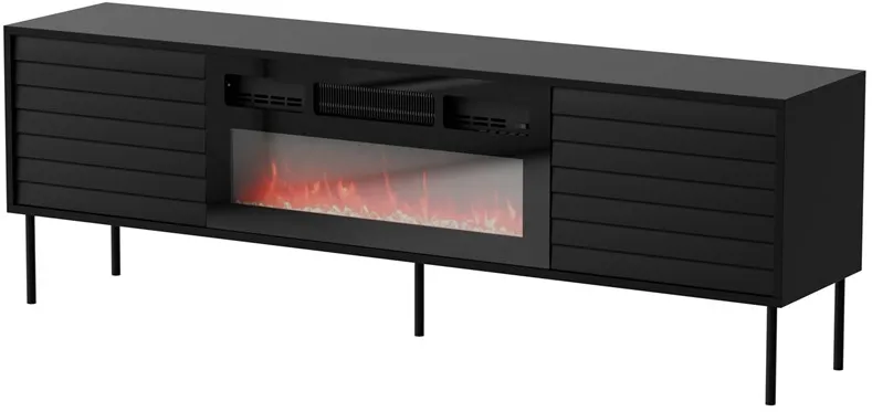 Cama CORTINA TV cabinet 180x40x60 black + black fireplace