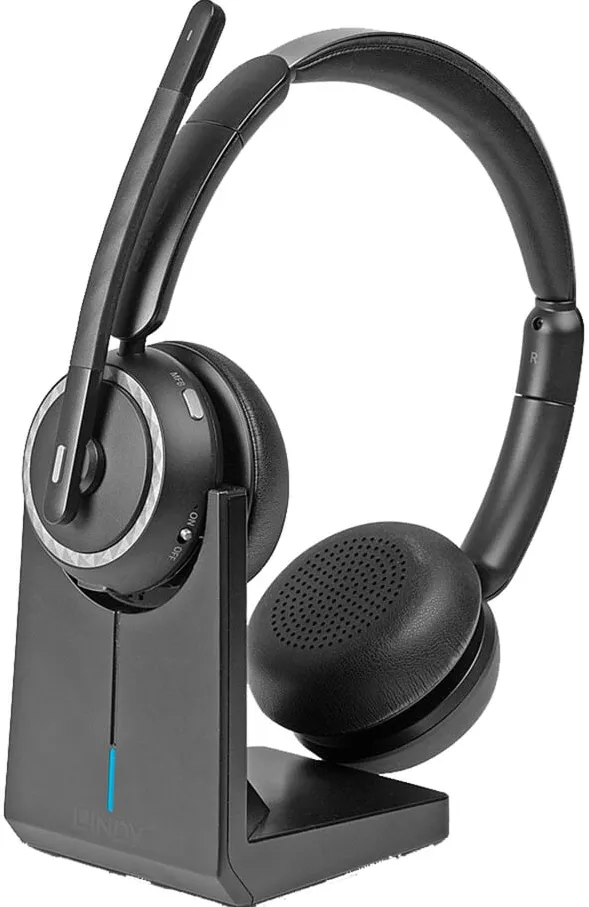 Lindy L118 Wireless Office Headset with Charging Station (20450) (Black, Bluetooth)