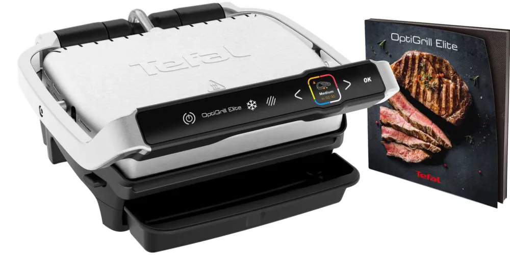 Gratar de contact TEFAL Optigrill Elite GC707D 2000 W argintiu-negru