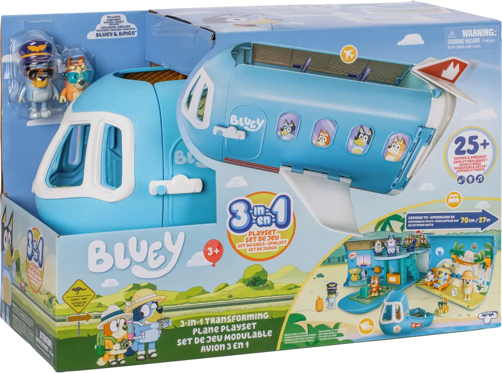 Moose Toys Bluey - 3-in-1 Airplane Playset, Toy Vehicle