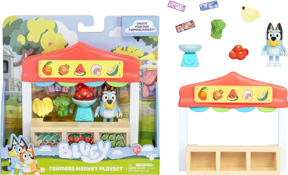 Moose Toys Bluey Mini Playset - Farmers Market, Play Building