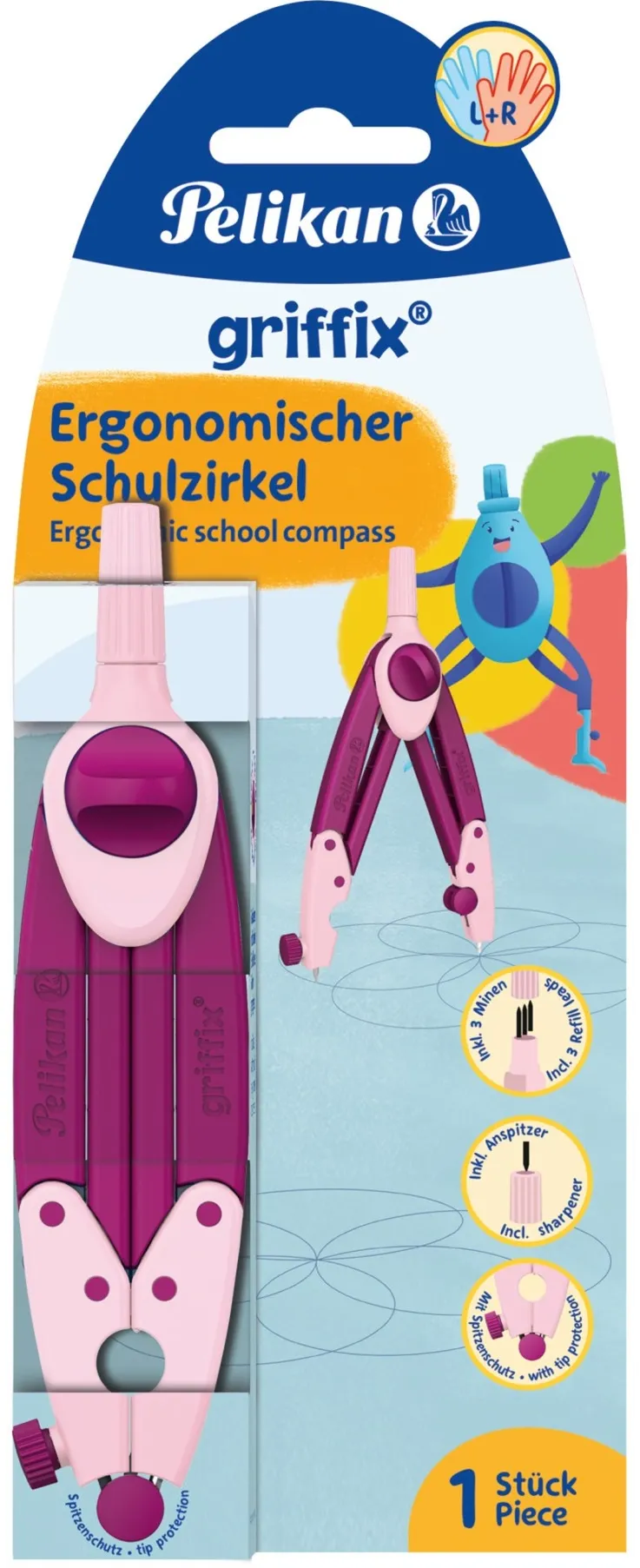 Pelikan school compass Griffix GZ/1/B (purple, with tip protection)