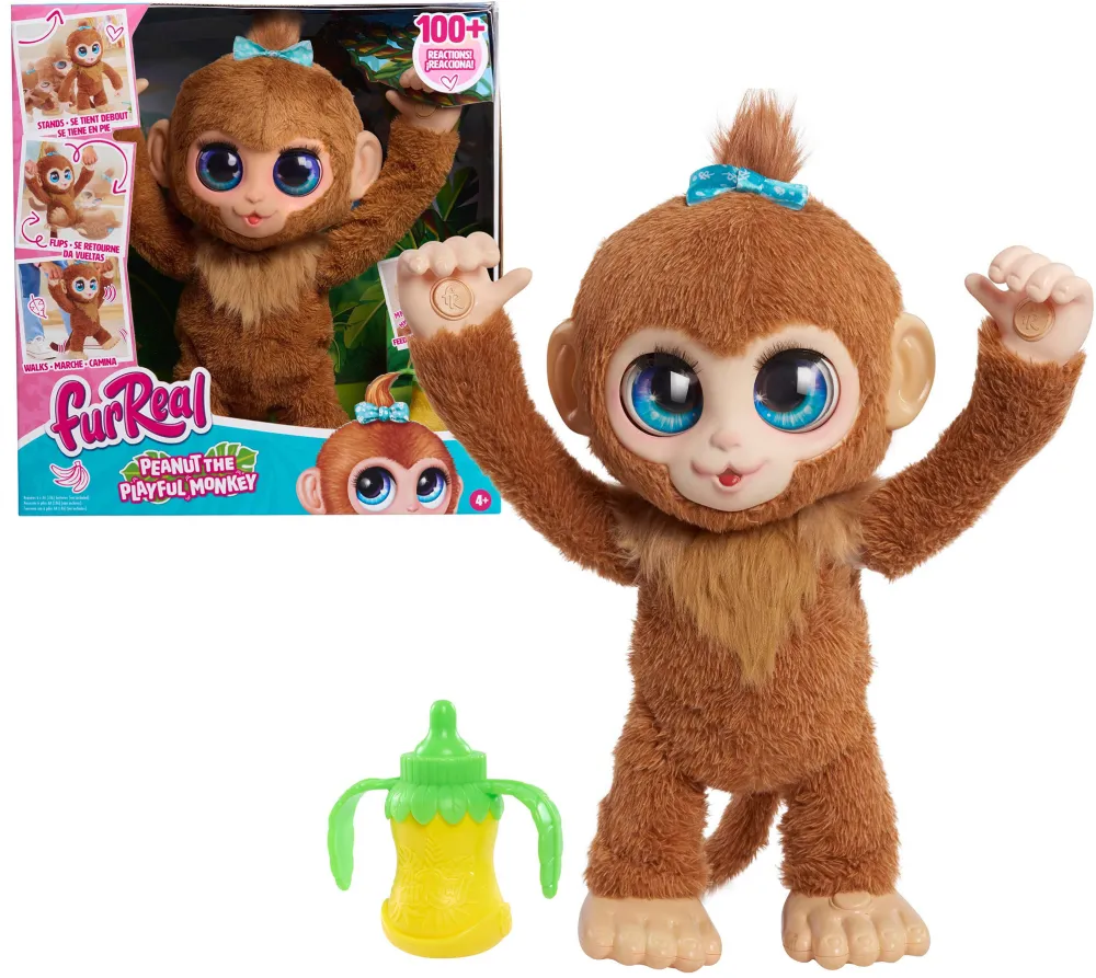 Jucarie de plus interactiva Just Play furReal Peanut maimuta cu miscare si sunet 38 cm