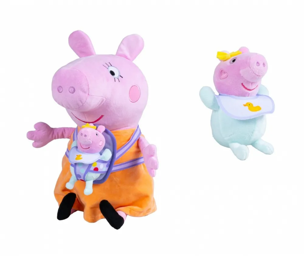 Jucarie de plus Simba-Dickie Peppa Pig Mama Pig cu Evie 33 cm
