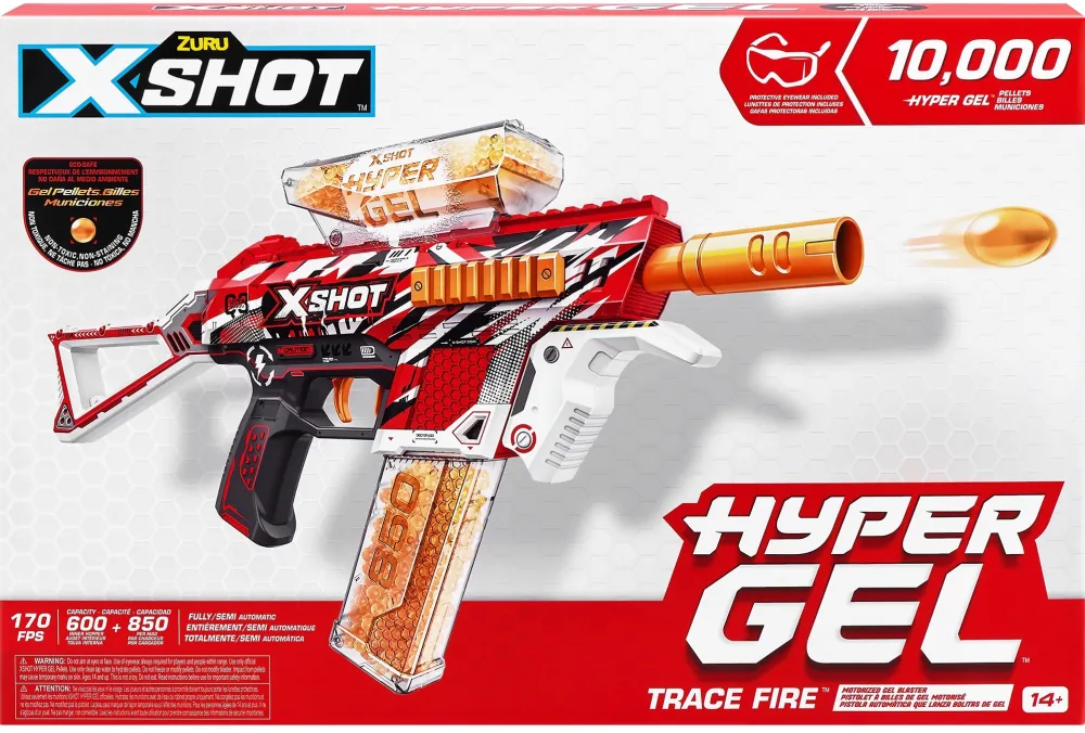 ZURU XSHOT - Hyper-Gel Blaster Trace Fire, Gel Blaster (incl. 2500 gel balls)