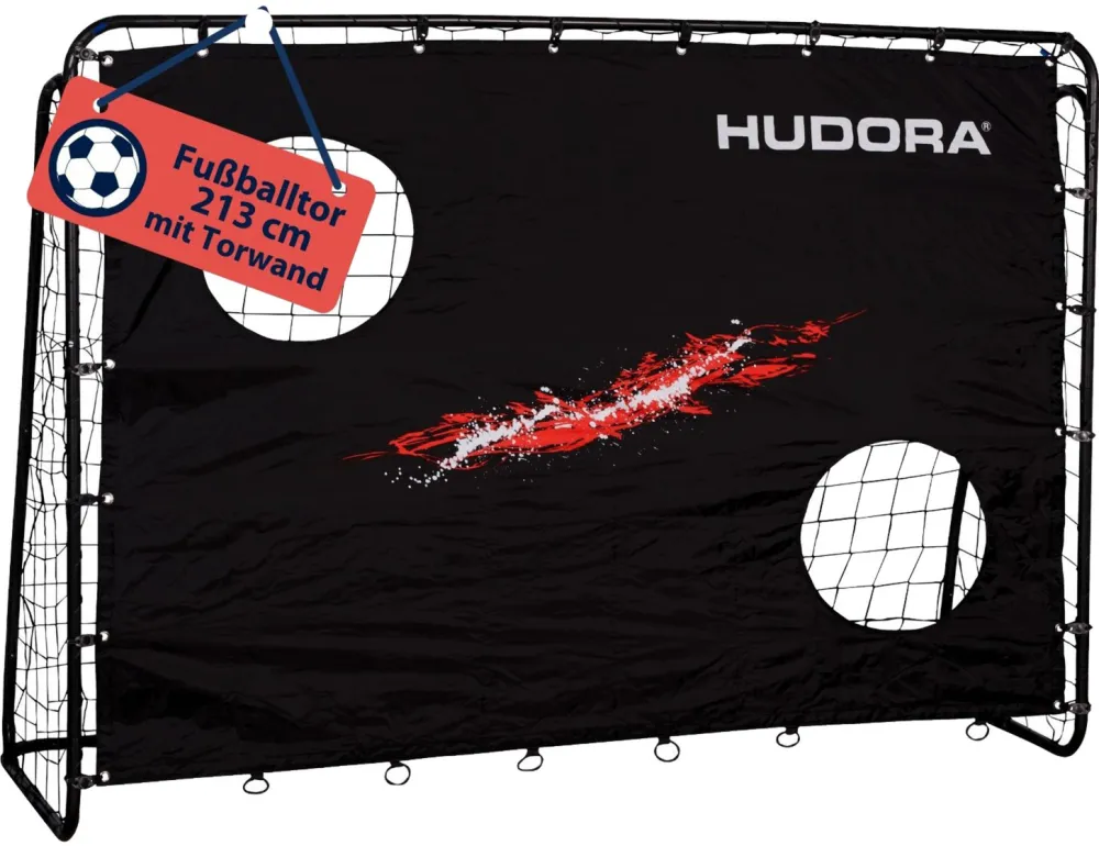 Poarta de fotbal HUDORA Trainer cu perete de poarta negru