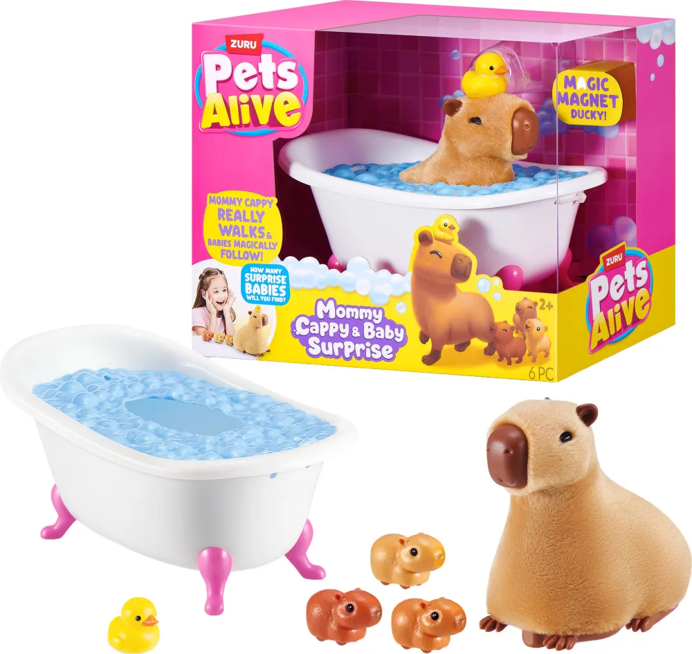Set de joaca ZURU Pets Alive capibara mama cu pui surpriza
