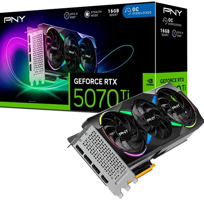 PNY GeForce RTX 5070 Ti ARGB OC, graphics card DLSS 4, 3x DisplayPort, 1x HDMI 2.1