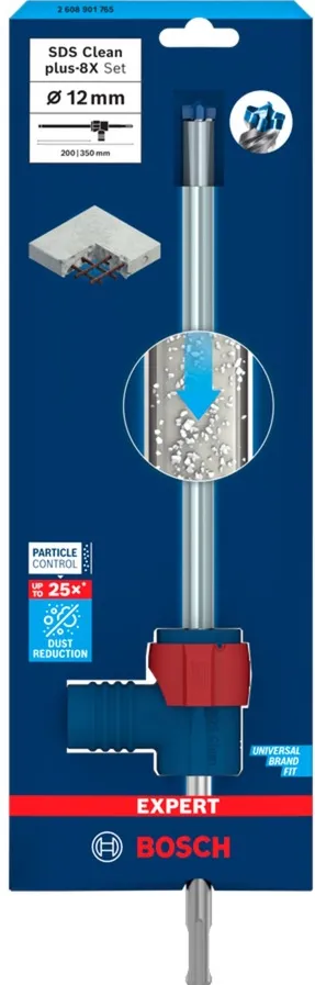 Bosch Expert hammer drill SDS Clean plus-8X set, 12mm (working length 200mm, suction drill incl. suction connection)