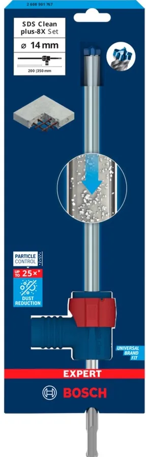 Bosch Expert hammer drill SDS Clean plus-8X set, 14mm (working length 200mm, suction drill incl. suction connection)