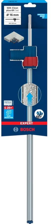 Bosch Expert hammer drill SDS Clean plus-8X set, 16mm (working length 400mm, suction drill incl. suction connection)