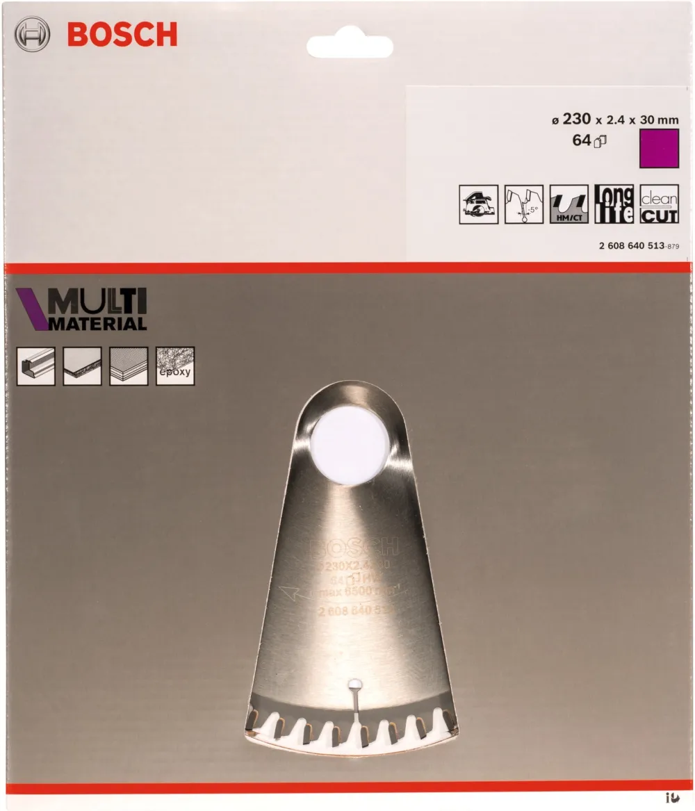 Bosch circular saw blade Multi Material, 230mm, 64Z (bore 30mm, for hand-held circular saws)