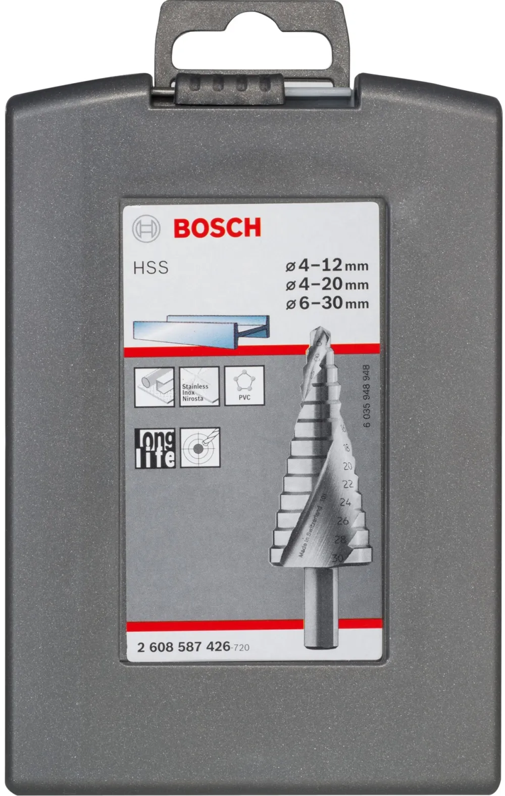 Bosch HSS step drill set, 4mm - 30mm (3 pieces)