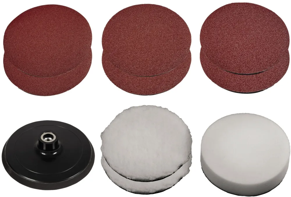 Set disc, accesorii de lustruit si foi abrazive Einhell 2093245 150 mm pentru masini de lustruit si slefuit