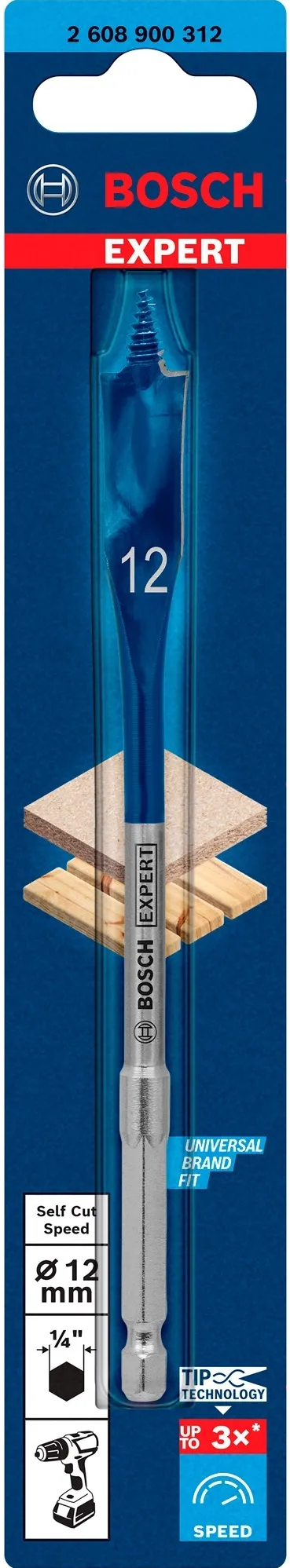 Bosch Expert flat milling drill SelfCut Speed, O 12mm (length 152mm)