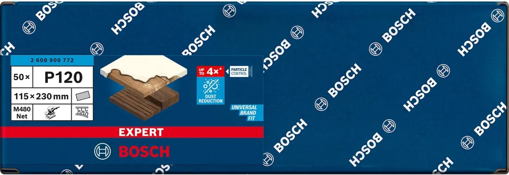 Bosch Expert M480 mesh structure sanding sheet 115 x 230mm, K120 (50 pieces, for orbital sanders)