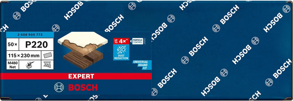Bosch Expert M480 mesh structure sanding sheet 115 x 230mm, K220 (50 pieces, for orbital sanders)