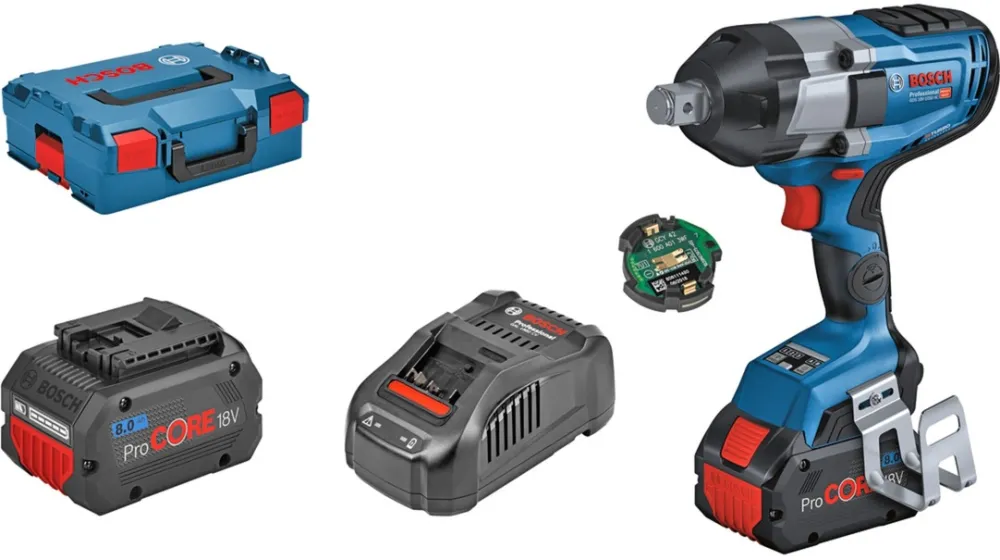 Bosch cordless impact wrench BITURBO GDS 18V-1050 HC Professional, 18V (blue/black, 2x battery ProCORE18V 8.0Ah, Bluetooth module, 3/4", in L-BOXX)