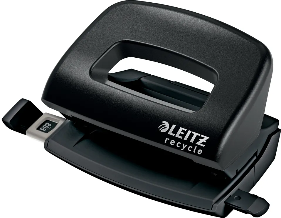 Perforator plastic Leitz Recycle MINI NeXXt Series, 10 coli, partial reciclat, negru