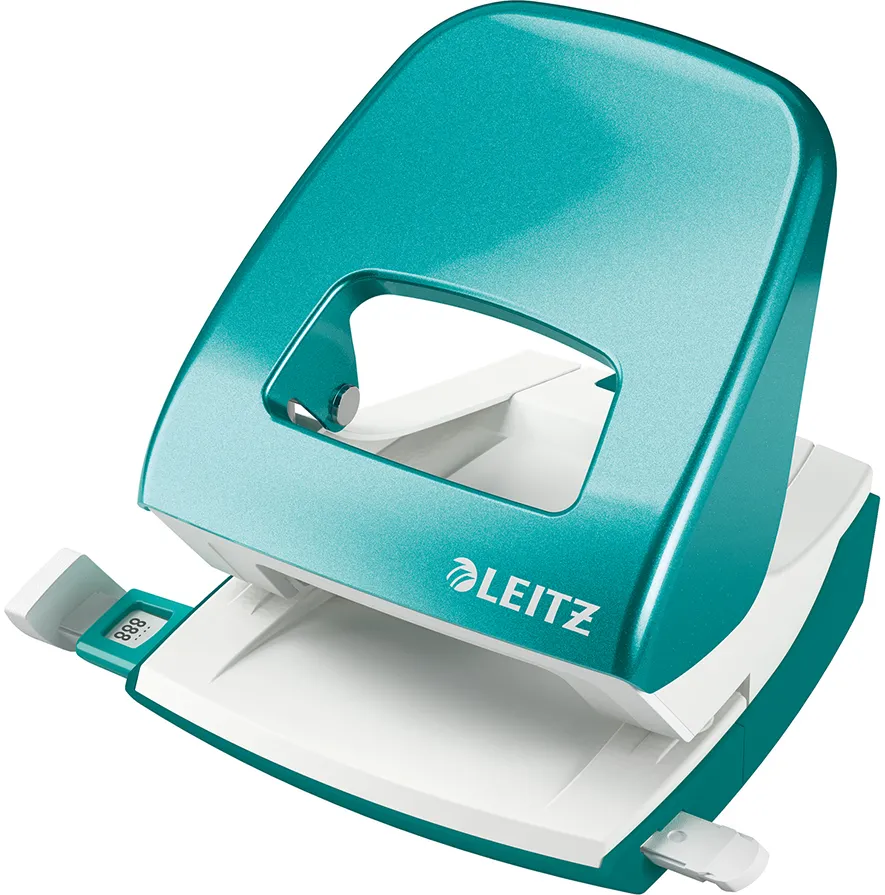 Perforator Leitz WOW 5008, 30 coli, metalic, turcoaz