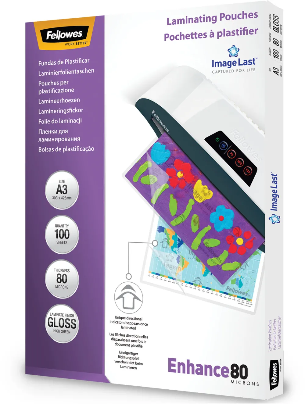 Folie laminare Fellowes, A3, 80 microni, 100 bucati/set