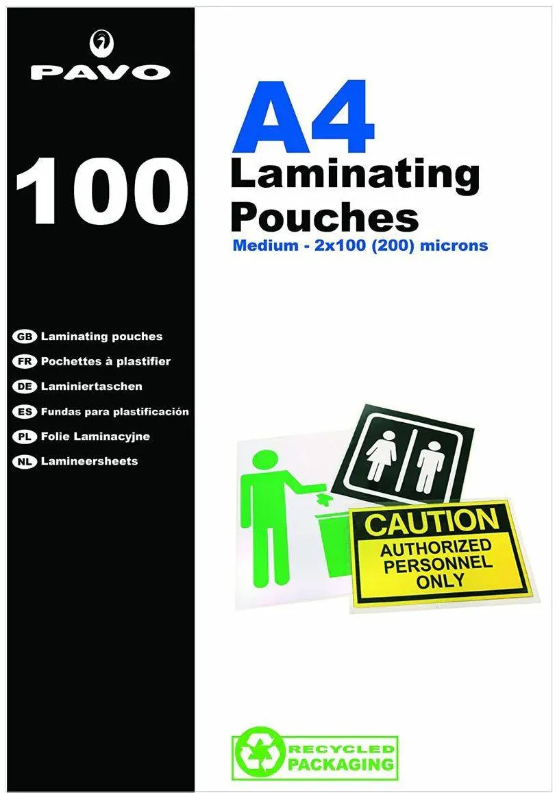 Folie laminare Pavo, A4, 100 microni, 100 bucati