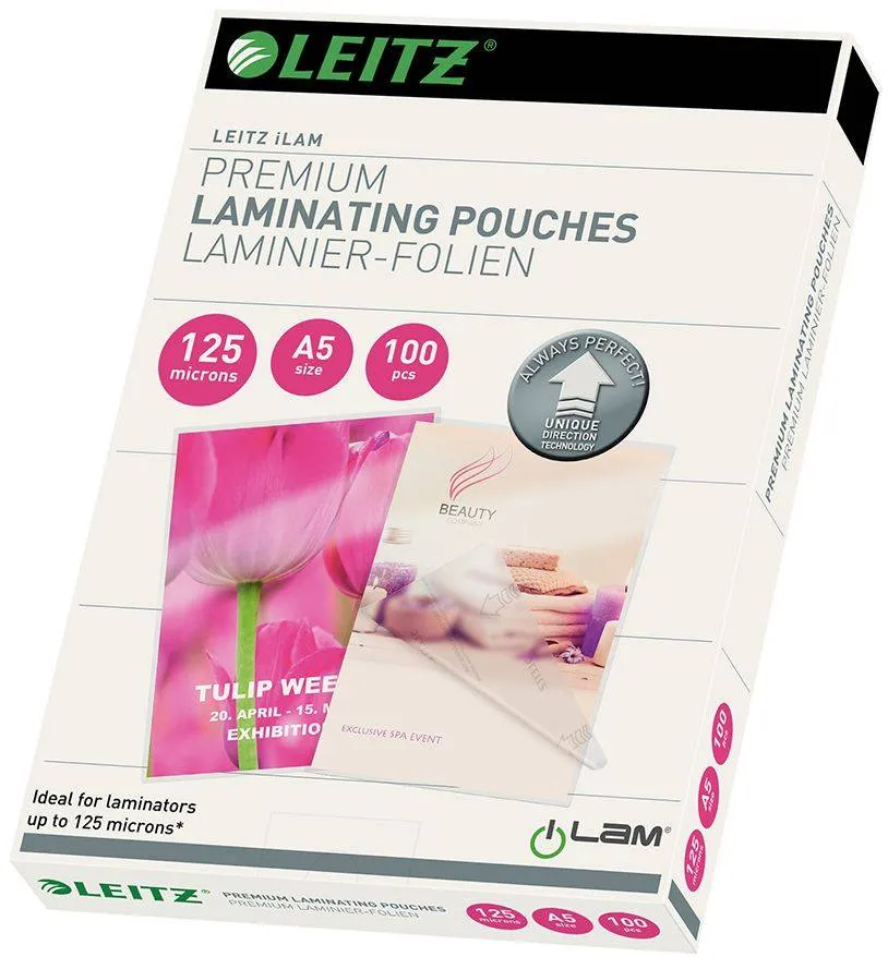Folie Leitz UDT pentru laminare la cald, A5, 125 microni