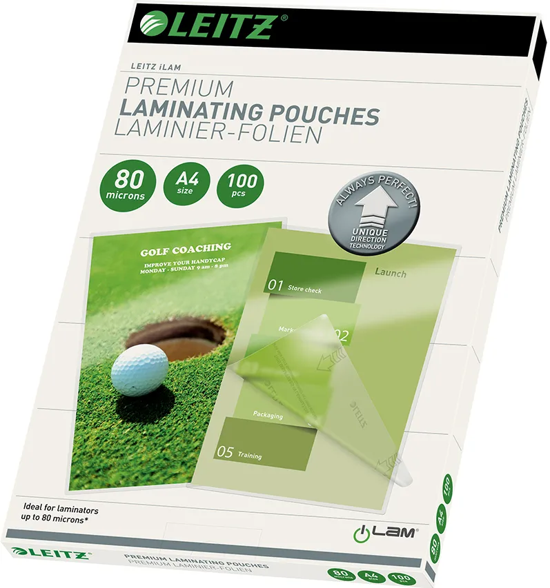 Folie Leitz UDT pentru laminare la cald, A4, 80 microni