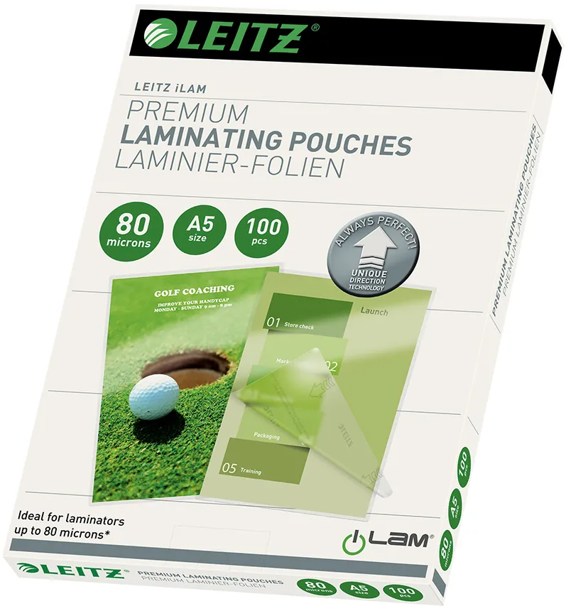 Folie Leitz UDT pentru laminare la cald, A5, 80 microni
