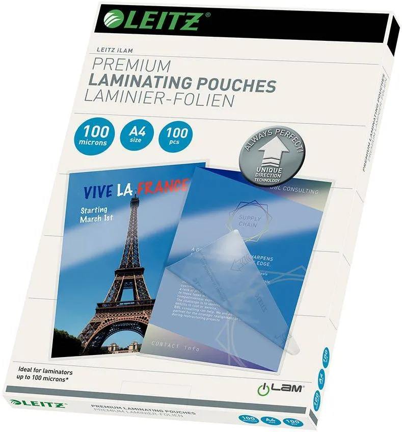 Folie Leitz UDT pentru laminare la cald, A4, 100 microni